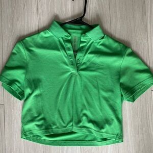 Outdoor Voices Cropped Collared Top in Green, size XS